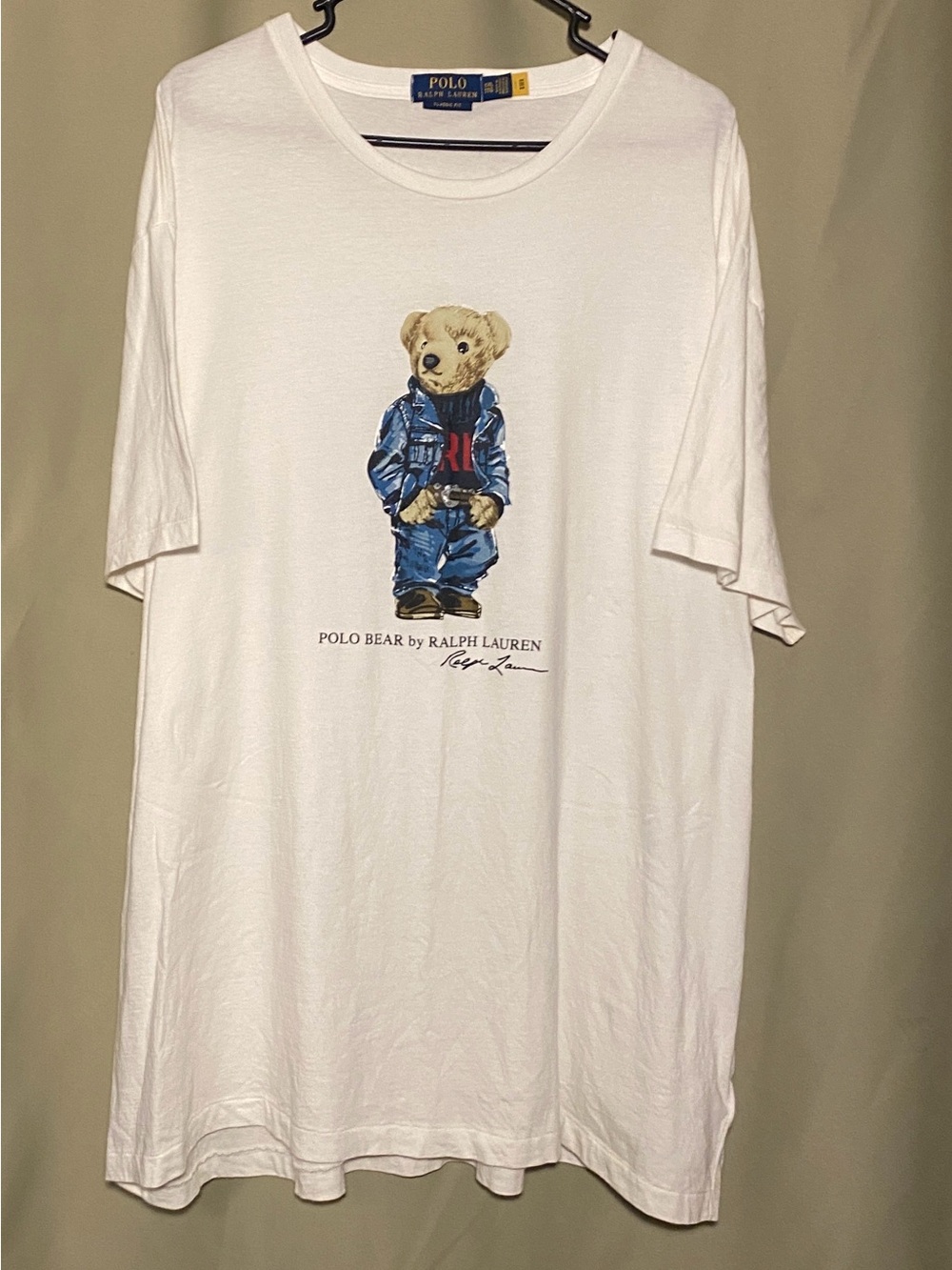 Polar Bear By Ralph Lauren Jean Suit Bear  Classic Fit Tee Shirt White XXL